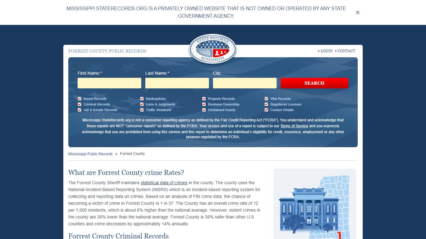 Forrest County Arrest, Court, and Public Records | StateRecords.org