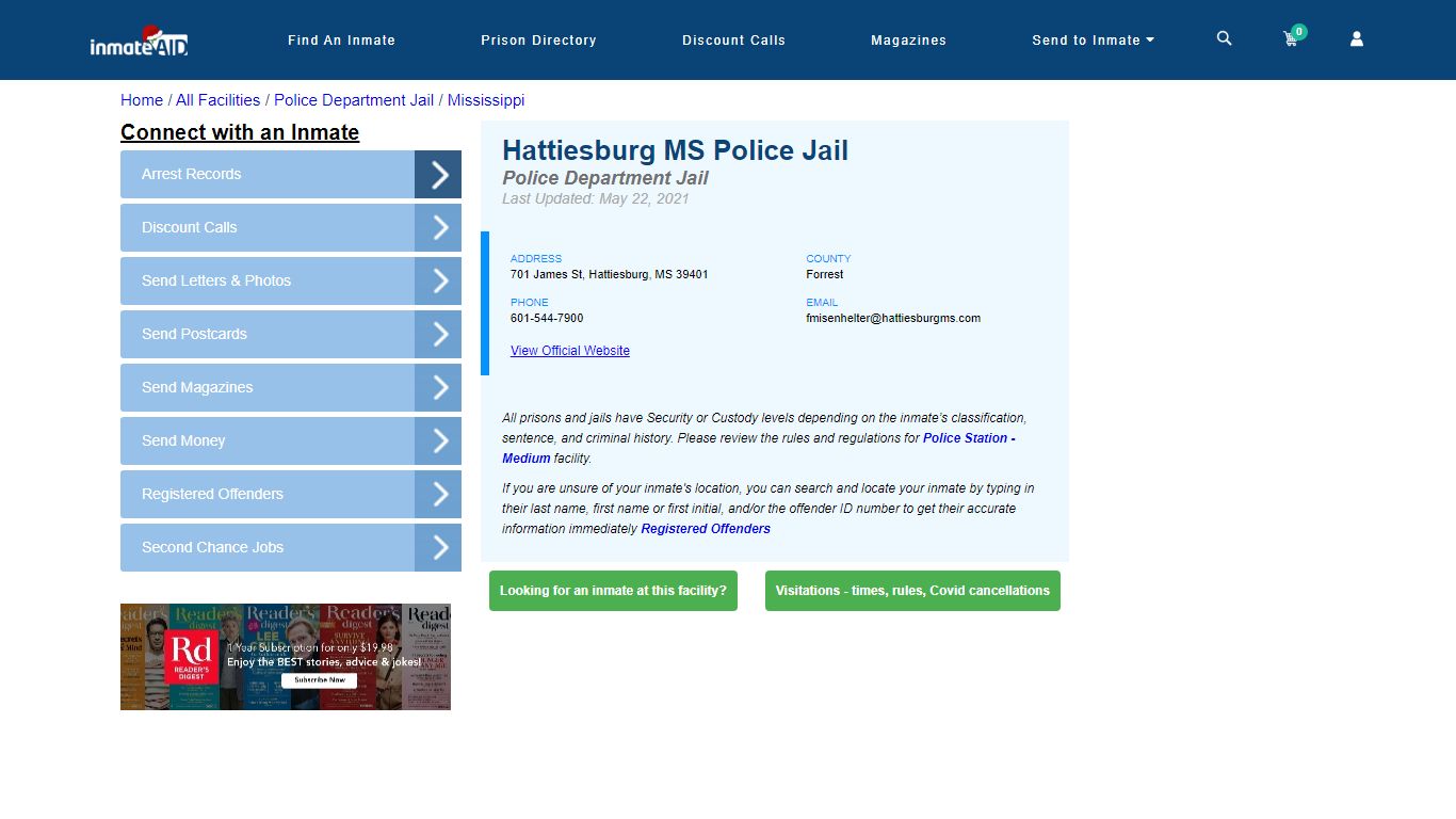 Hattiesburg MS Police Jail & Inmate Search - Hattiesburg, MS